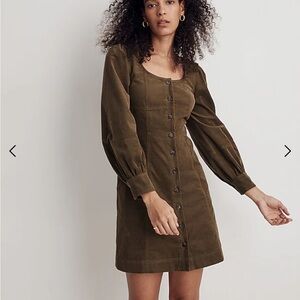 Madewell Corduroy Seamed Long-Sleeve Mini Dress 00